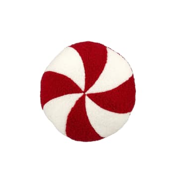 Cojín de caramelo blanco y rojo Ø30 cm