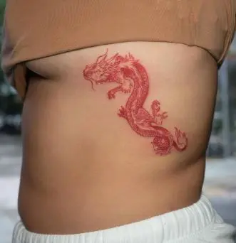 Tattoo uploaded by Vintage Inx  Red ink linework dragon by bharpertattoo   Tattoodo