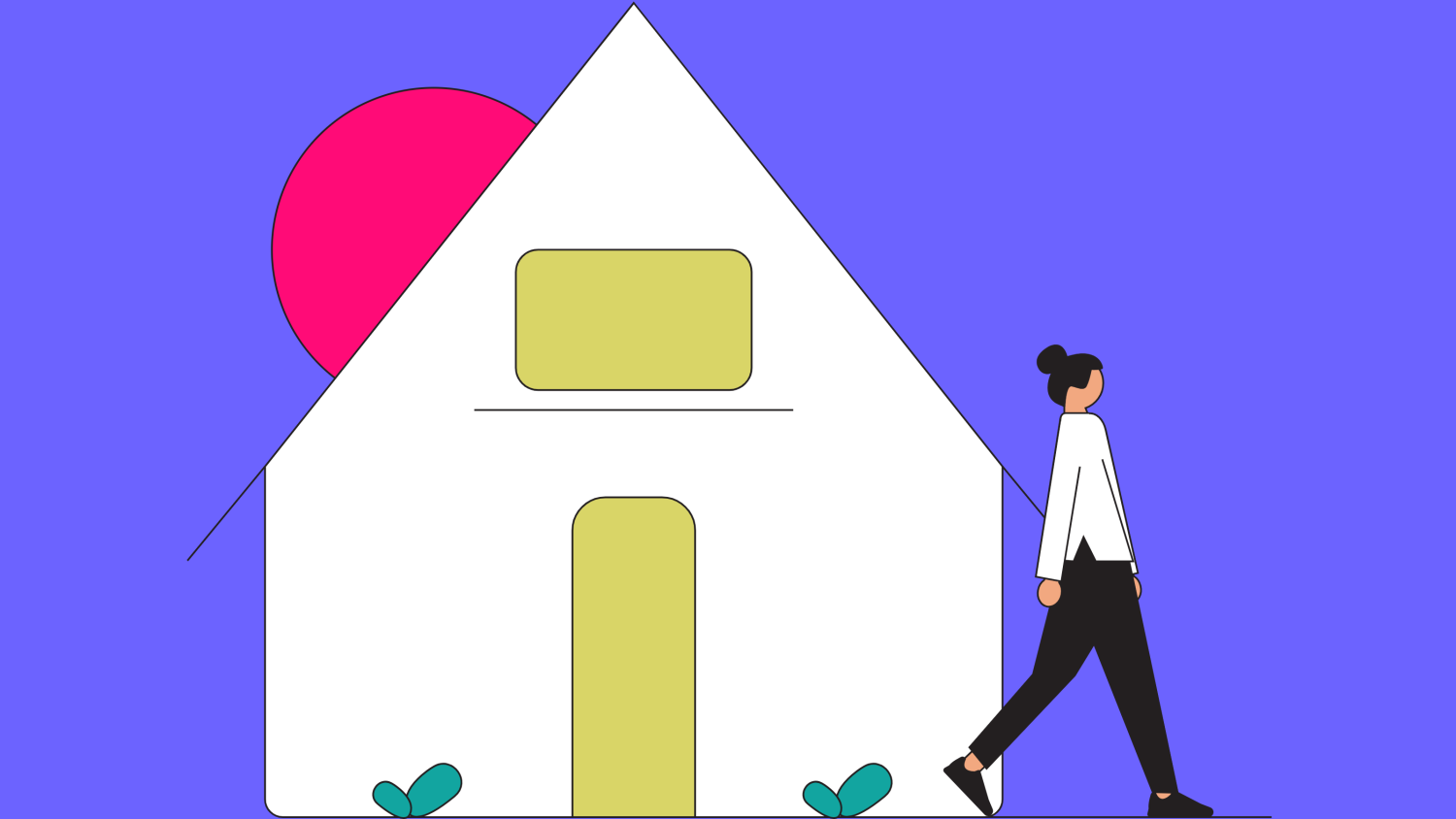 illustration of person leaving house
