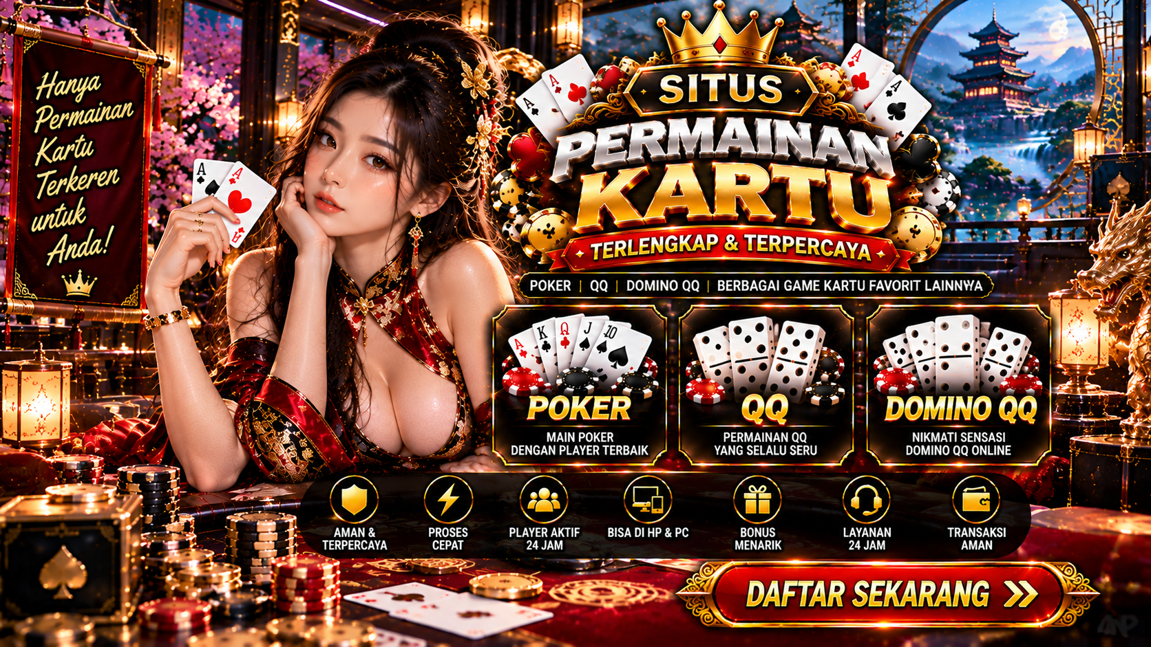 Banner Aplikasi Situs QQ Online dengan akses permainan digital