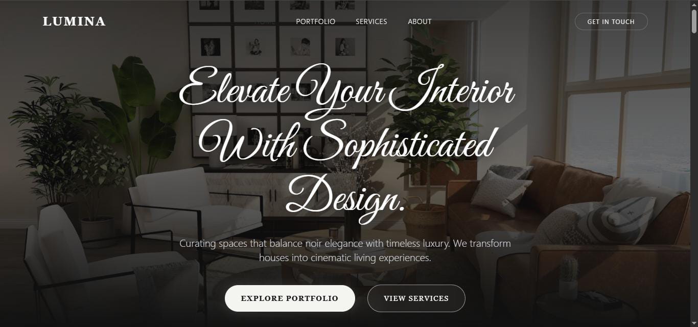 Lumina Interiors Hero Section