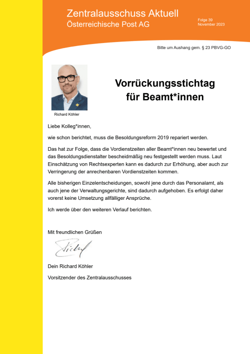 Vorrückungsstichtag für Beamt*innen