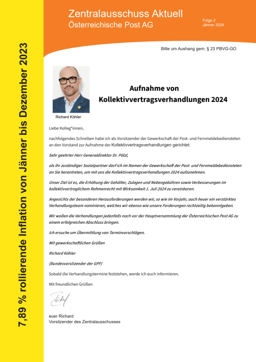 Aufnahme von Kollektivvertragsverhandlungen 2024