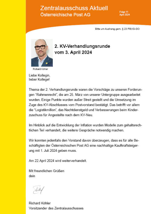 2. KV-Verhandlungsrunde vom 3. April 2024