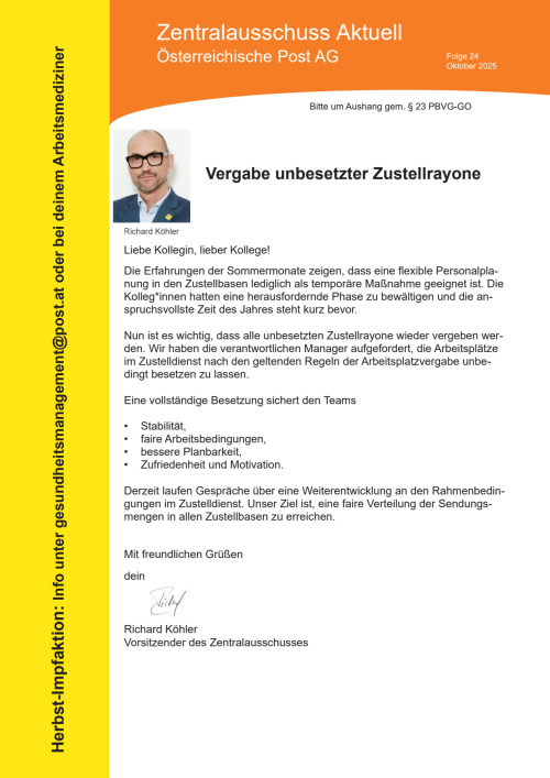 Vergabe unbesetzter Zustellrayone