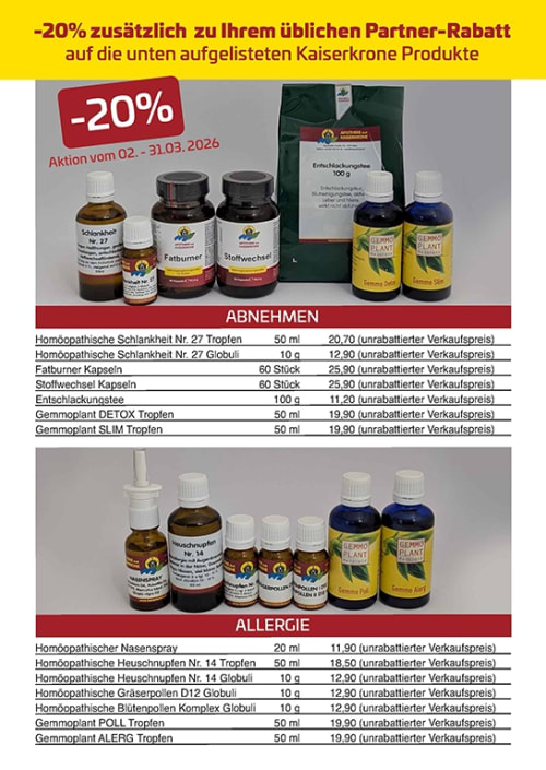 Vorteilsrabatt 22,5 Prozent bei der Apotheke zur Kaiserkrone