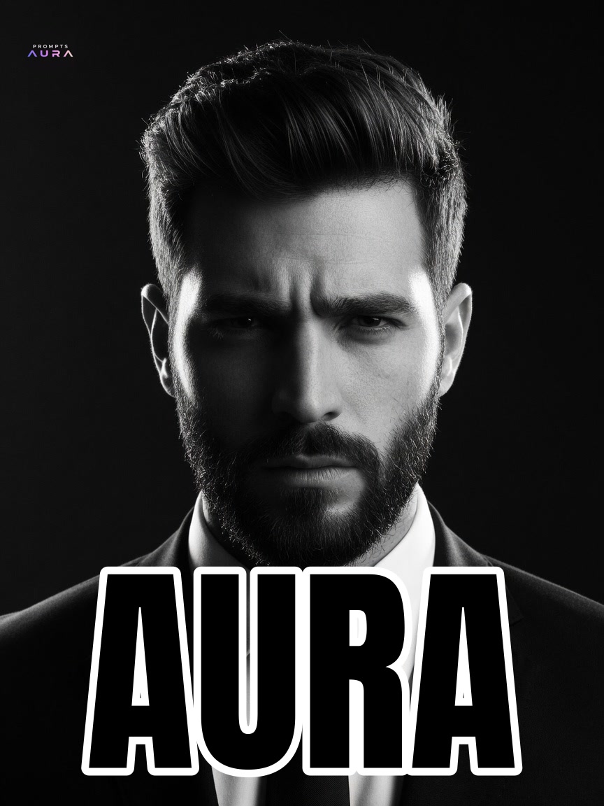 Dark Studio Black-and-White Suit Portrait