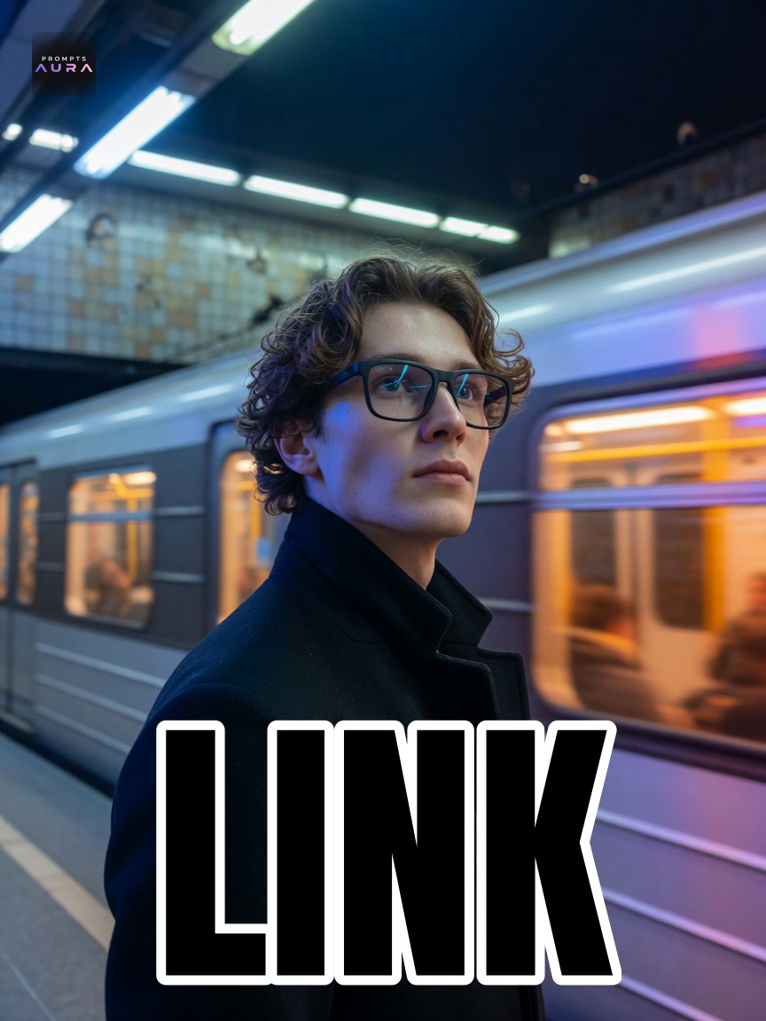Modern Subway Portrait in Black Coat
