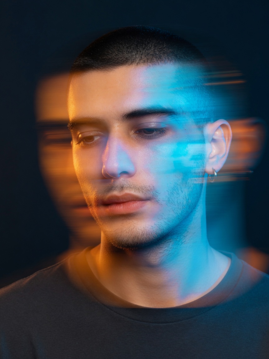 Neon Dual-Tone Motion Blur Portrait
