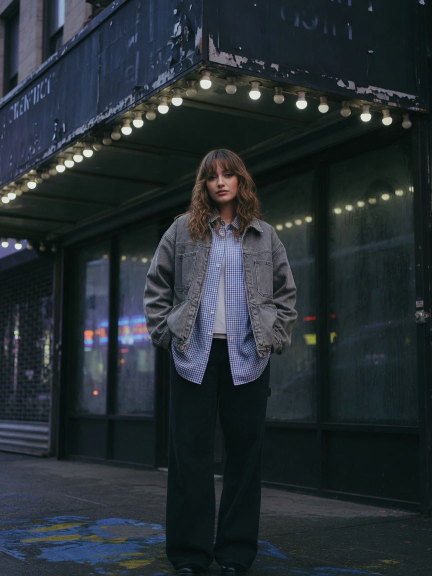 Layered Street Style Under Marquee