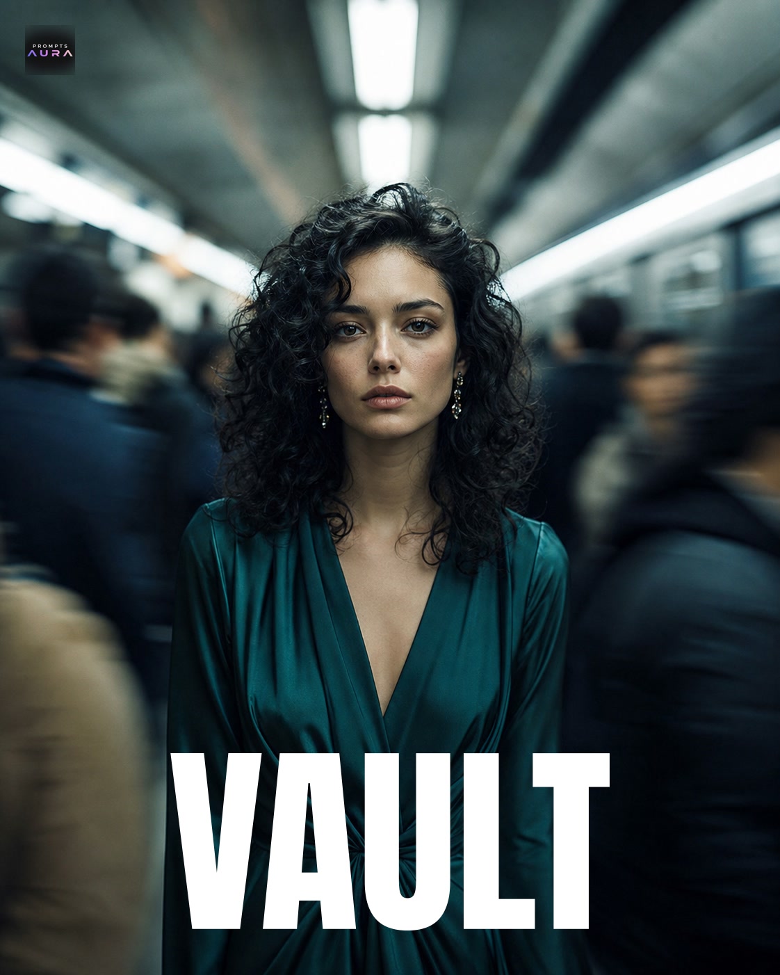 Subway Woman in Teal Dress