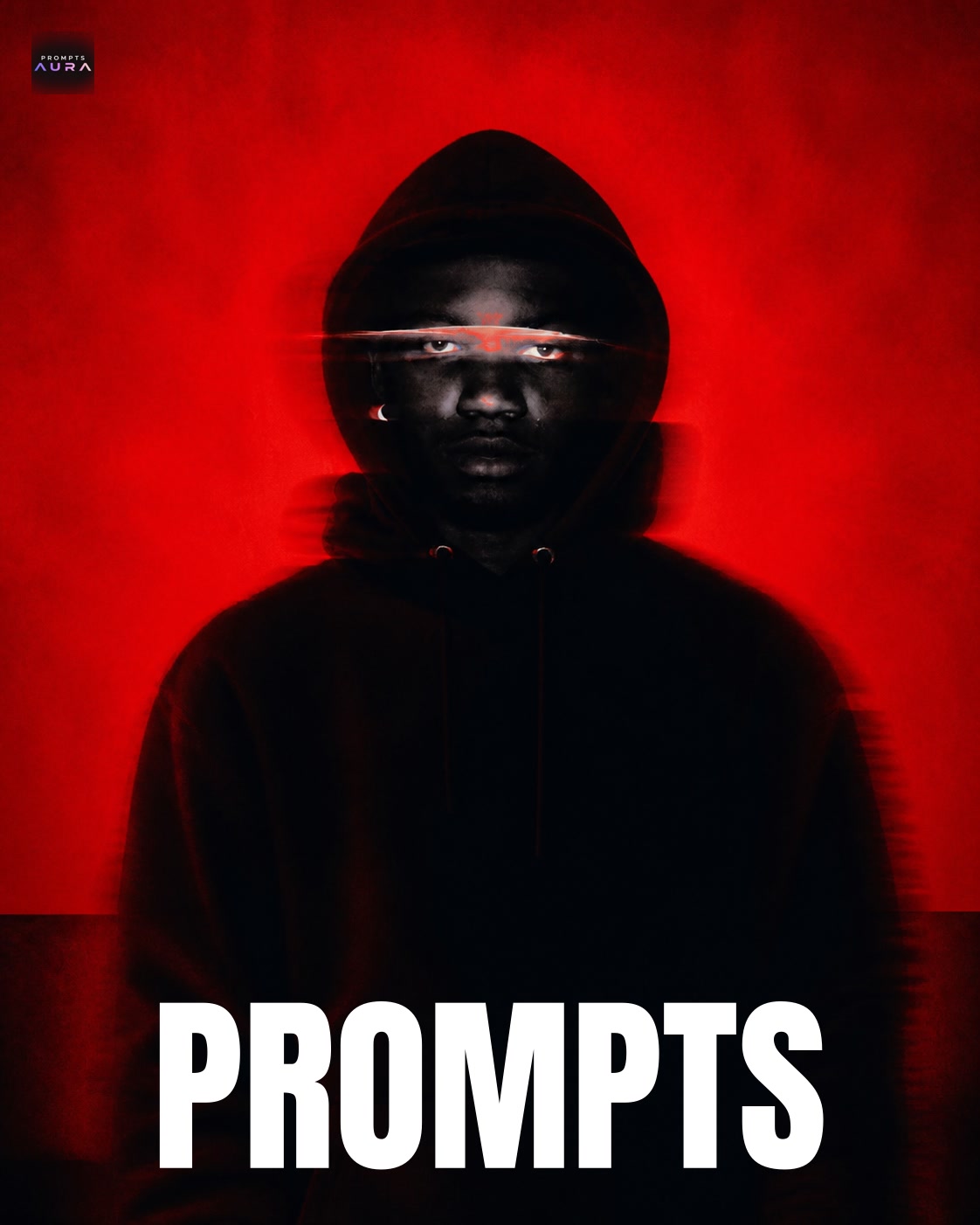 Example output: Crimson Red Glitch Hoodie Portrait