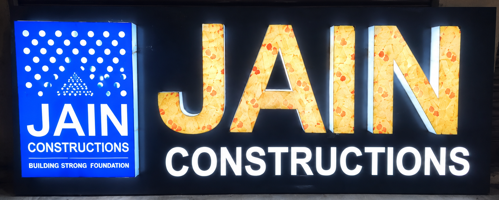 Acrylic channel letter signboard installed for Hyderabad business