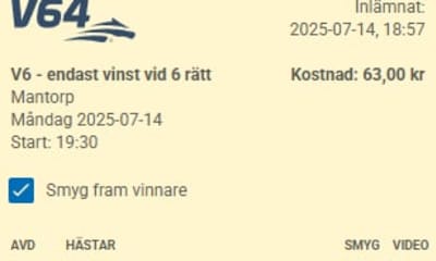Speltips: Dagens Dubbel tips till Jägersro tisdag 15/7