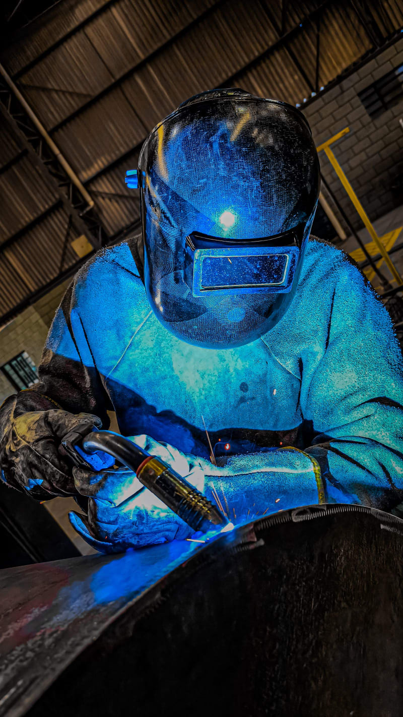 Certified welder fabricating steel structures, Karachi Galvanizing & Engineering