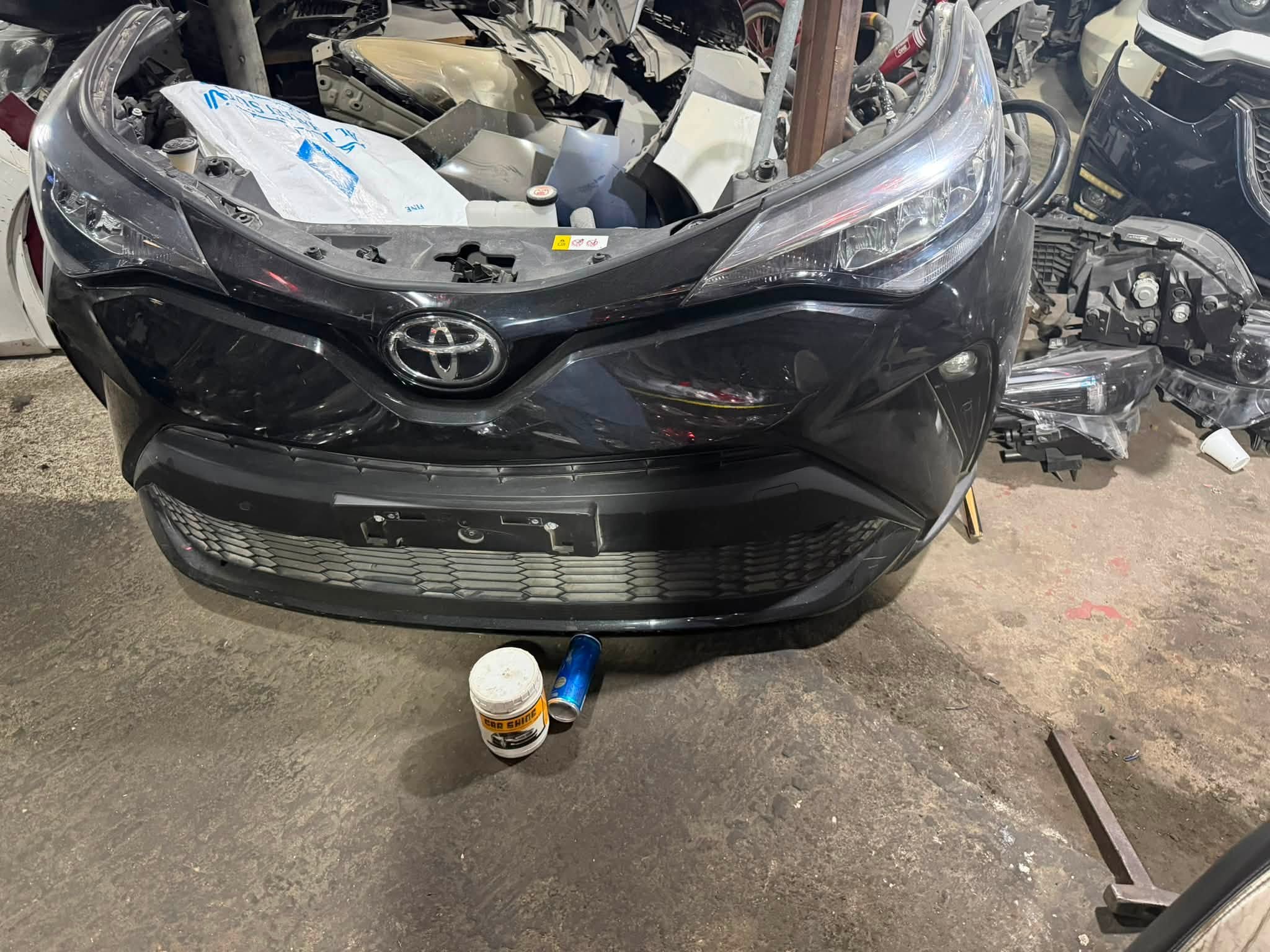 Bumper fascia, grille, headlights, and upper core support