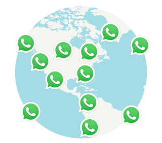 WhatsApp users connected around a globe.