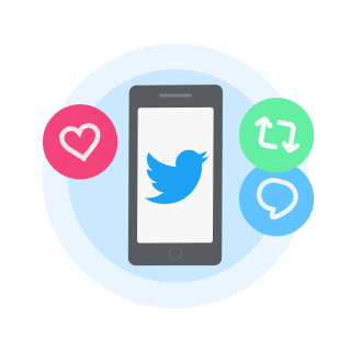 Globe with twitter logos.