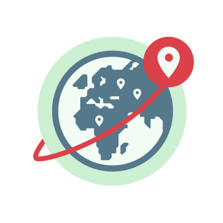 A map of Europe dotted with server locations.