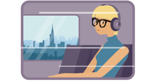 Spotify user listening on a train.