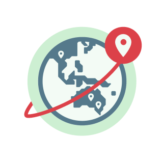 Globe showing VPN server locations.