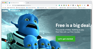 A screenshot of Vudu’s website showing Movies On Us.