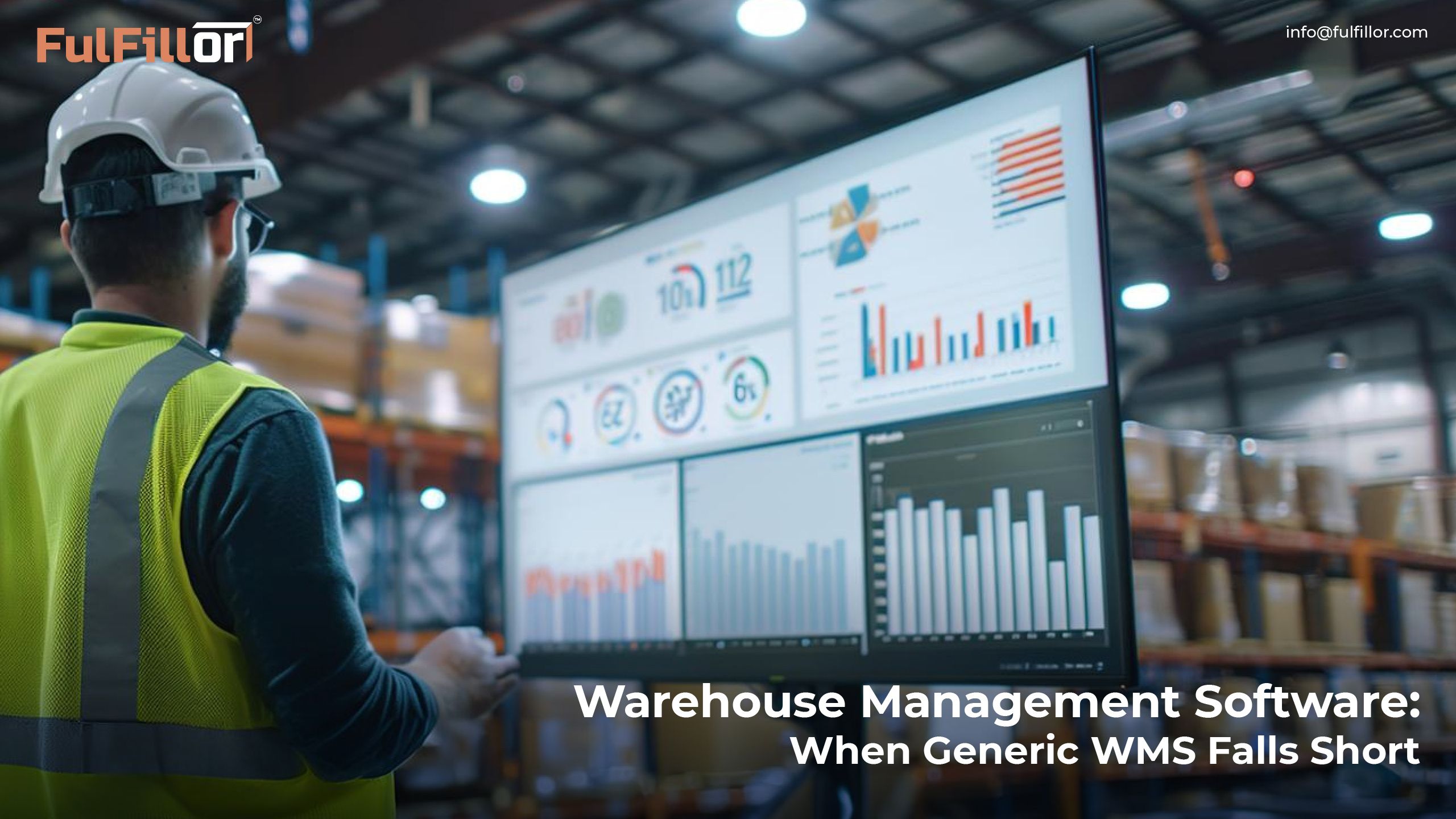 Warehouse management software dashboard for tracking inventory, orders, picking, packing, and shipping