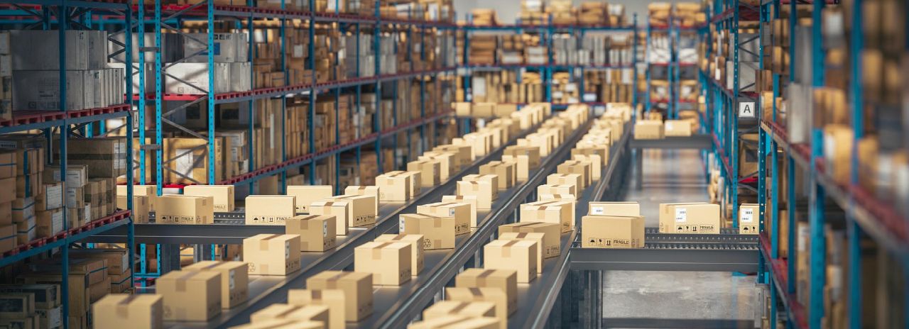 Automated warehouse conveyor system used in 3PL fulfillment management