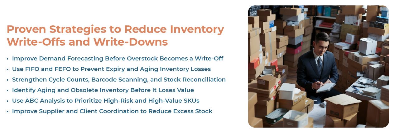 Strategies to reduce inventory write-offs and write-downs in 3PL warehouses