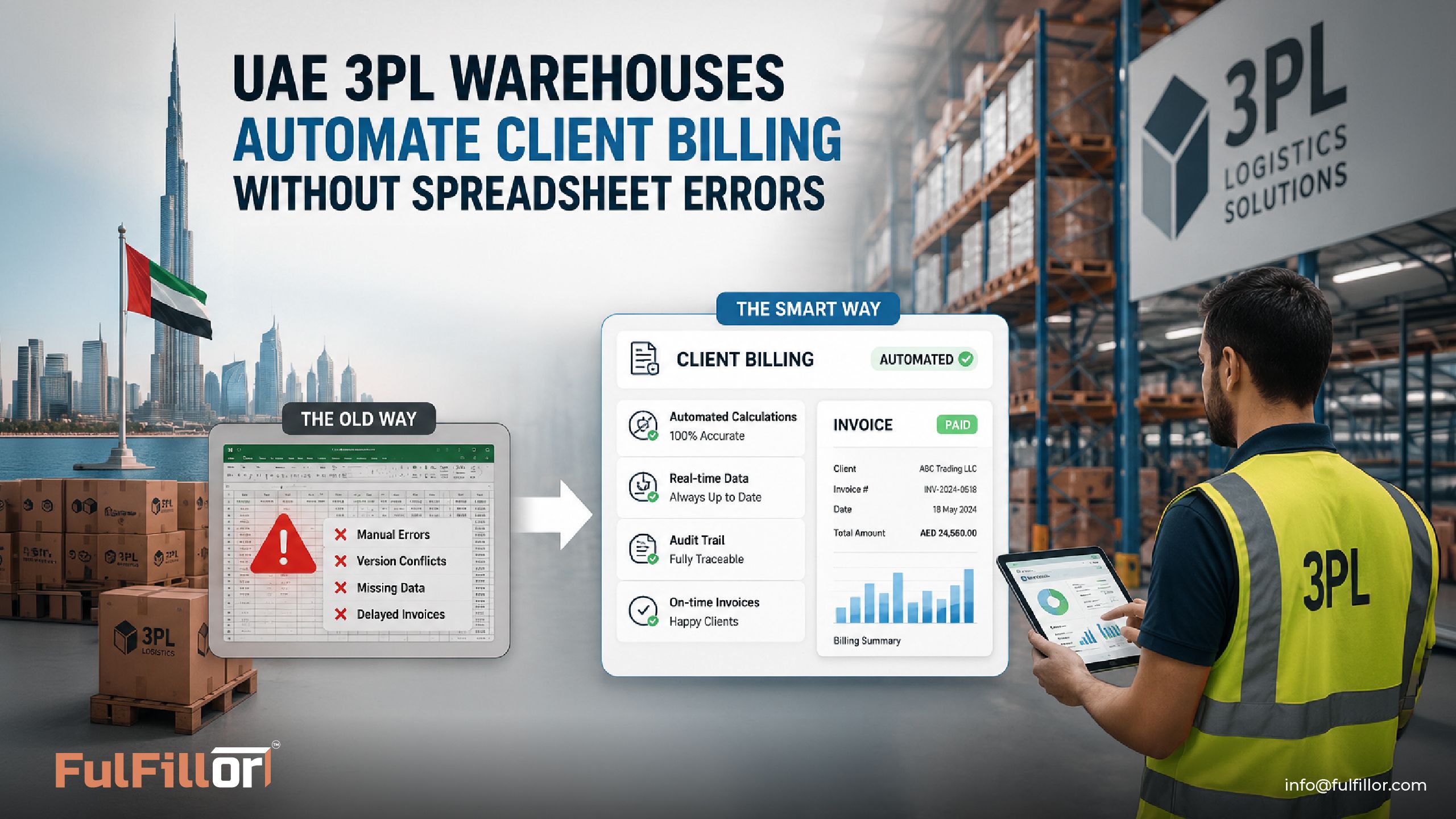 UAE 3PL warehouse client billing automation reducing spreadsheet invoice errors