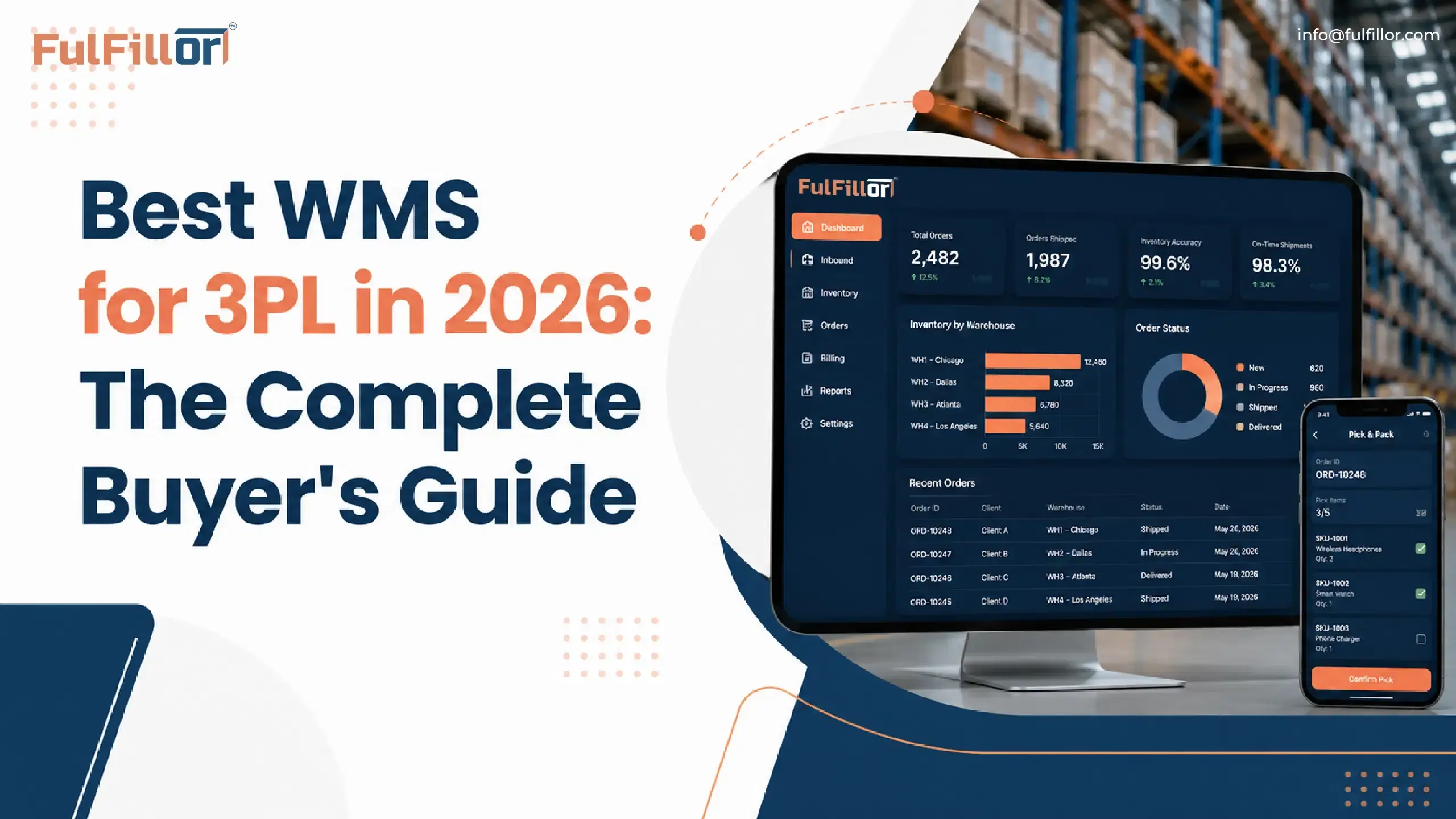 Best WMS for 3PL in 2026 with warehouse dashboard, inventory analytics, order tracking, and mobile picking