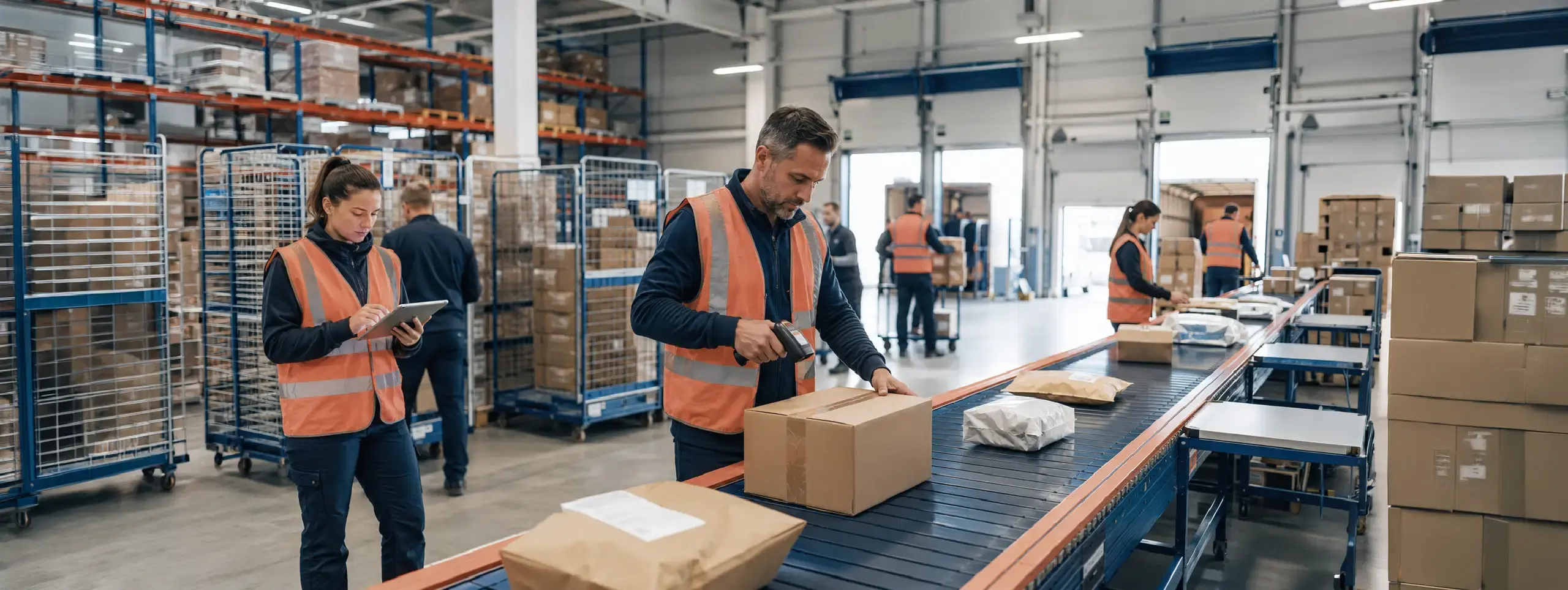 3PL warehouse team processing orders and monitoring client service level requirements