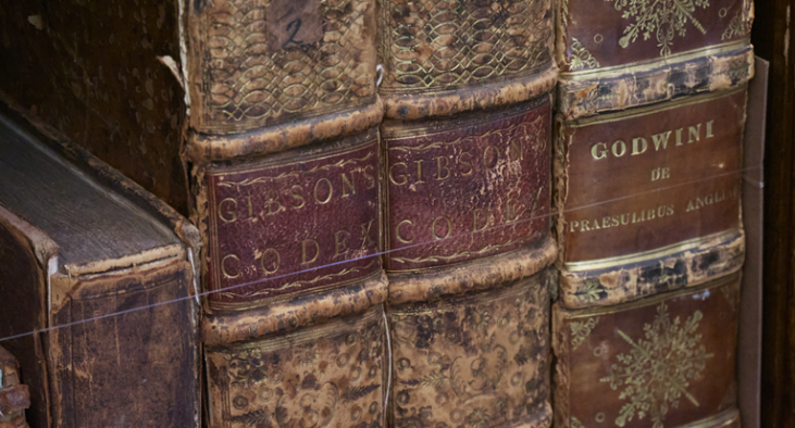 Old books on a bookshelf
