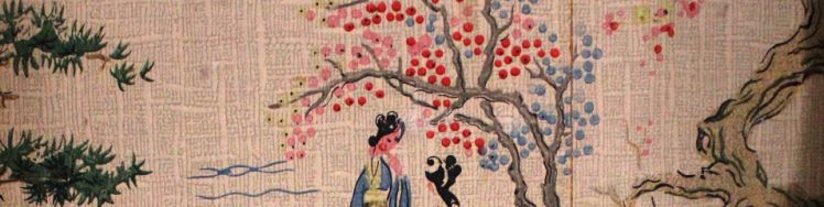 closeup of the chinoiserie wallpaper discovered behind a wall