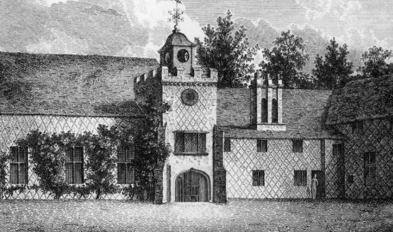 etching of the tudor courtyard