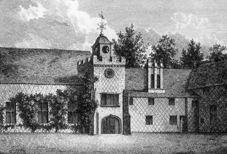 etching of the tudor courtyard