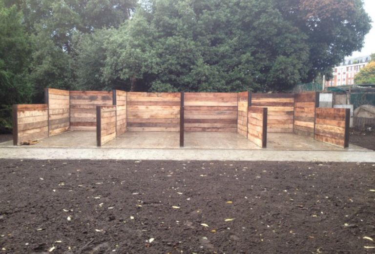 empty four bay compost unit
