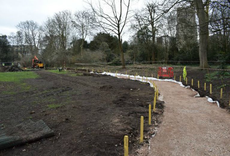 garden path restoration works underway