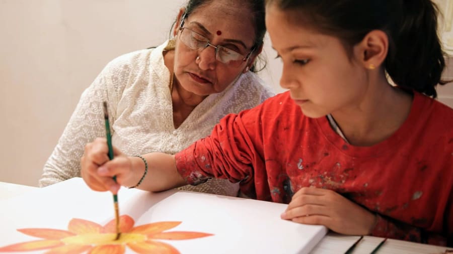 atelier parent enfant peinture sur toile