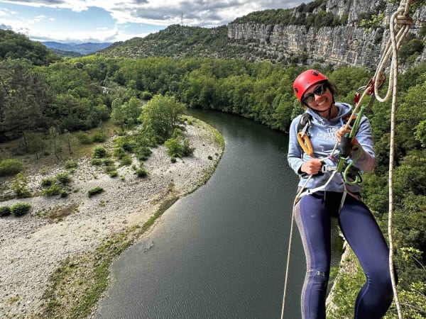 Via corda du Jardin d'Endieu in the Gorges du Chassezac (07)
