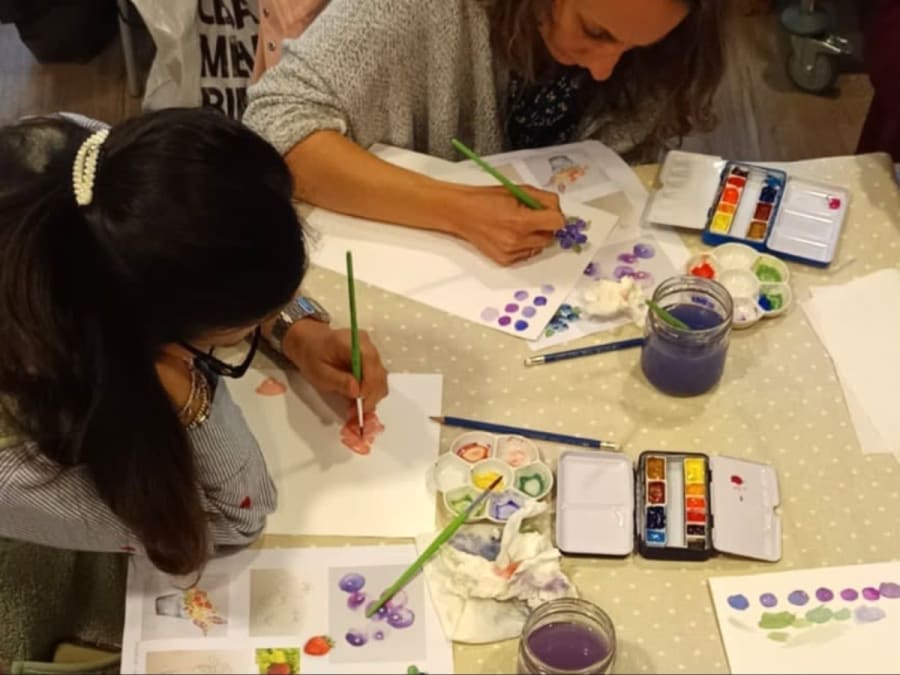 Watercolor flowers and facades workshop in Lyon 3rd district