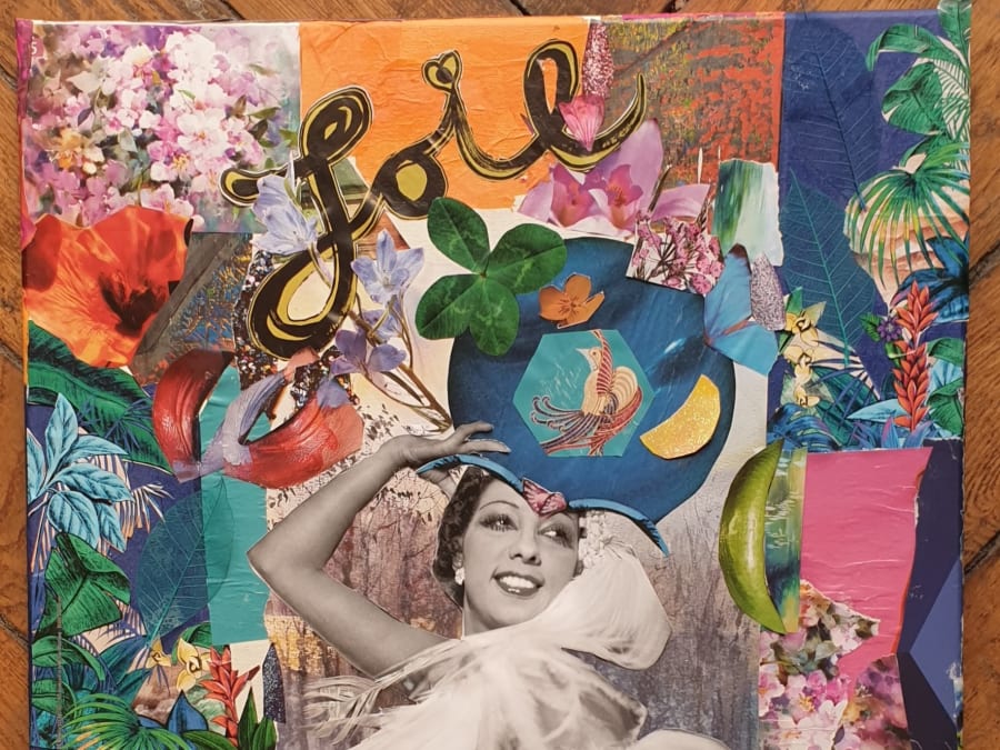 Taller de collage sobre lienzo en el distrito 20 de París