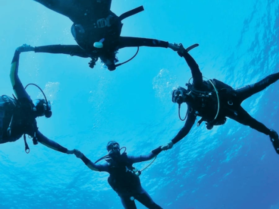 Scuba diving at sunrise in Saint-Raphaël (83)
