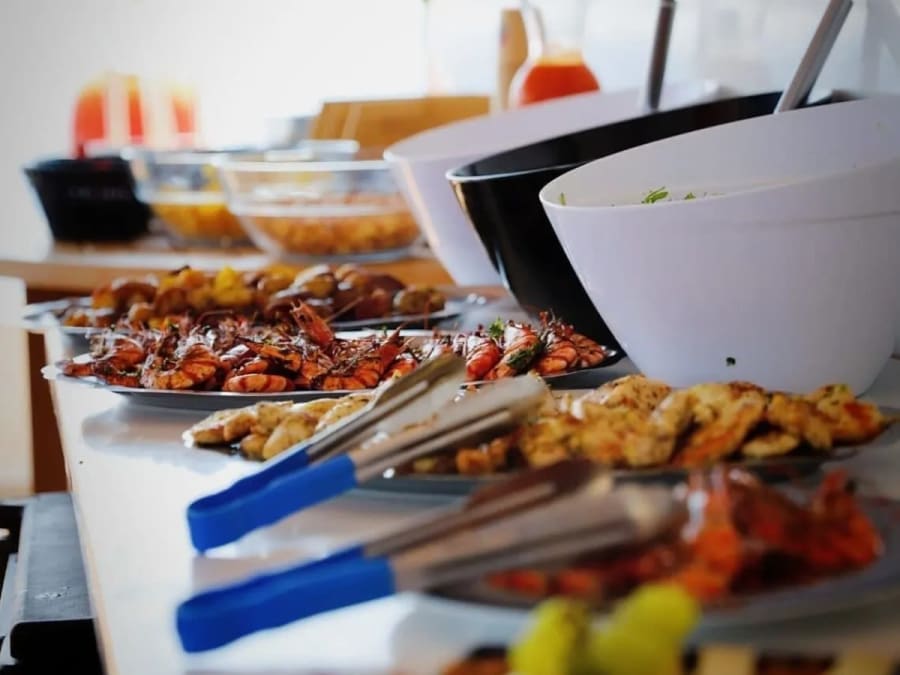 Evening dinner on a catamaran at sea from Hyères (83)