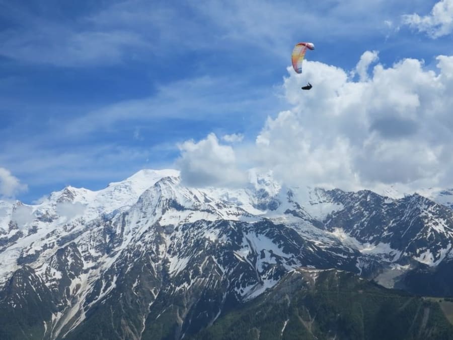 Paragliding experience facing Mont Blanc