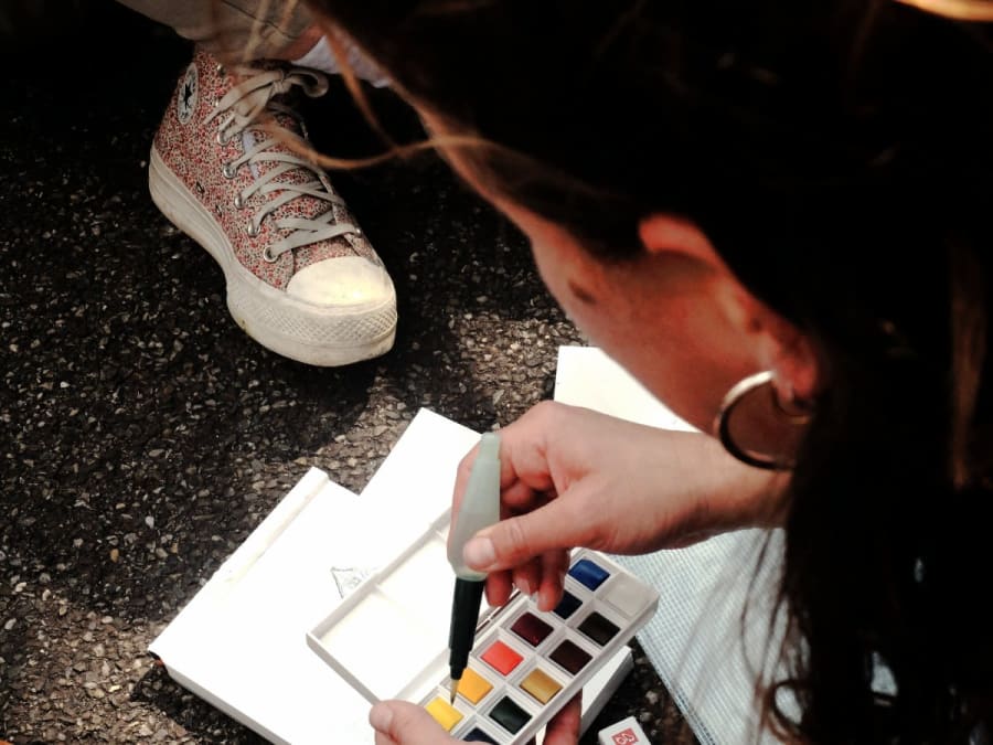 Open-air watercolor initiation workshop in Colmar (68)