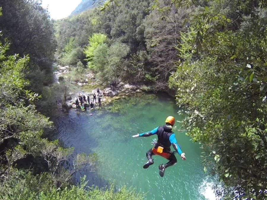 Sport canyoning in the Gorges de Llech (66)