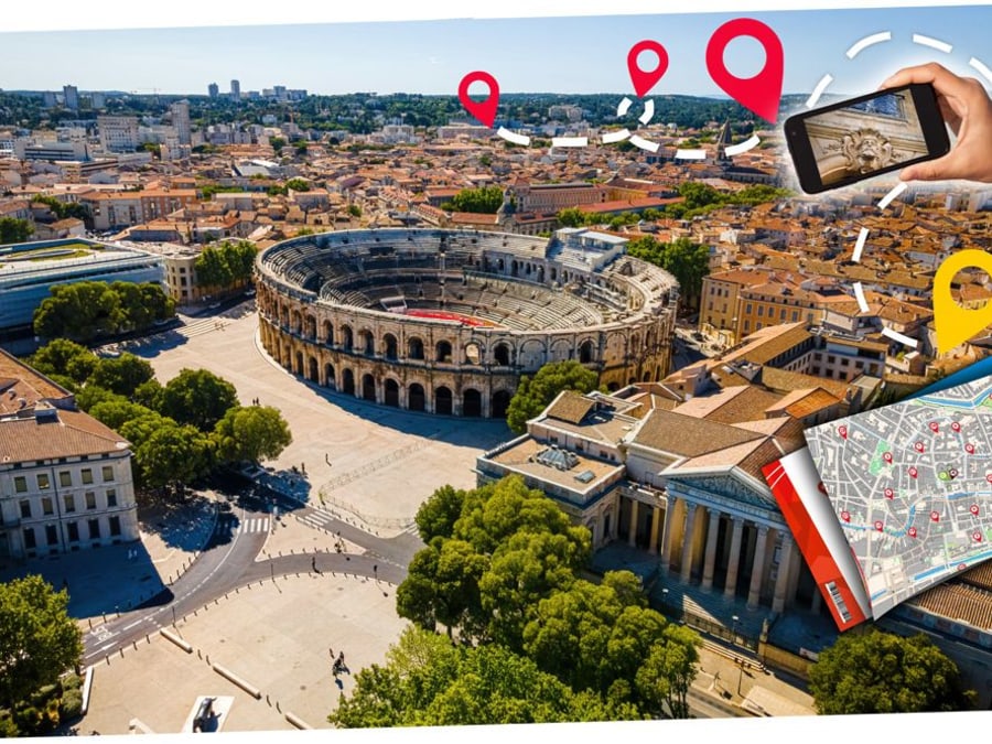 Concentración urbana en el centro de Nîmes