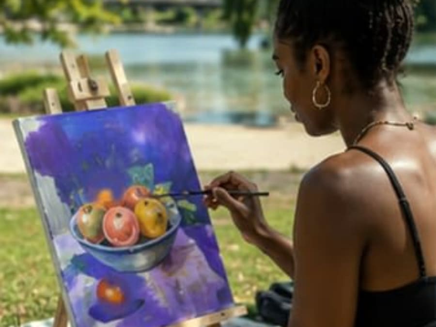 Taller de pintura al aire libre en el distrito 19 de París