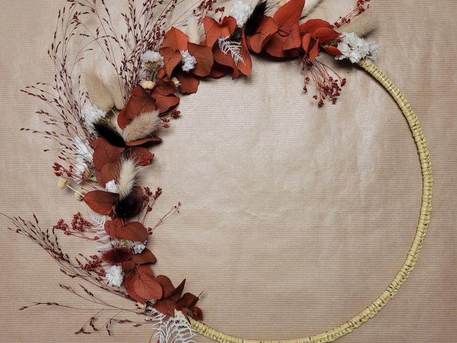 Team Building création de couronne de fleurs séchées à Lyon 2ème